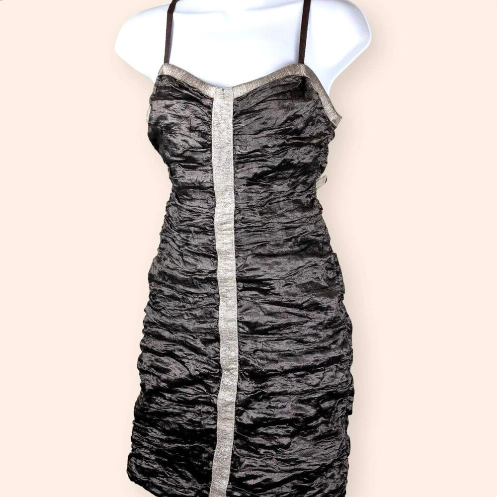 BCBGMAXAZRIA Vintage Women's Tan Brown Metallic Bodycon Dress M